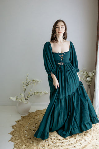 The Fable Dress - Blue + Teal , Ready To Ship