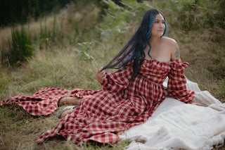 The Solstice Dress- Plaid / Black - sleeve adjustable dress