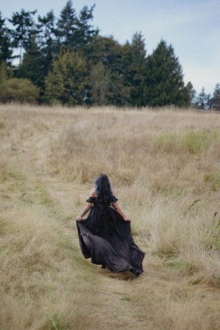 The Solstice Dress- Plaid / Black - sleeve adjustable dress