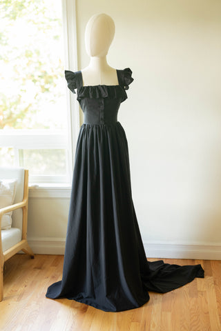 The Solstice Dress- Plaid / Black - sleeve adjustable dress