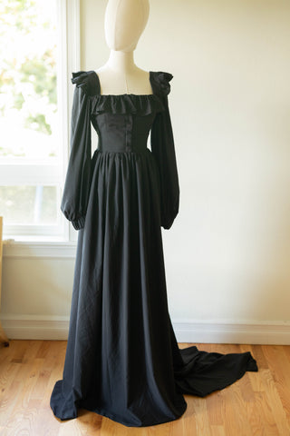 The Solstice Dress- Plaid / Black - sleeve adjustable dress