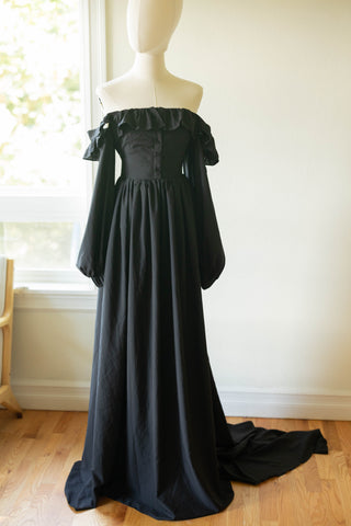 The Solstice Dress- Plaid / Black - sleeve adjustable dress