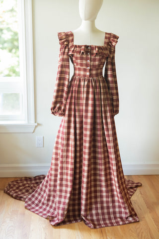The Solstice Dress- Plaid / Black - sleeve adjustable dress
