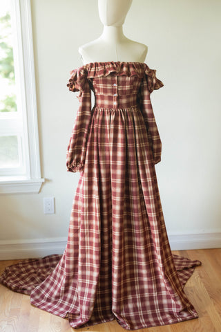 The Solstice Dress- Plaid / Black - sleeve adjustable dress