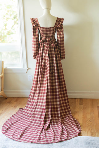 The Solstice Dress- Plaid / Black - sleeve adjustable dress