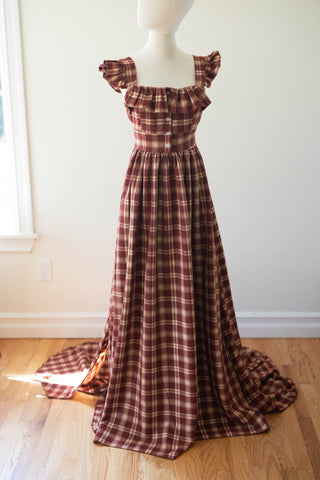 The Solstice Dress- Plaid / Black - sleeve adjustable dress